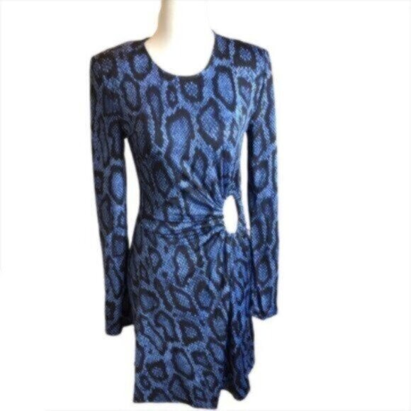 NWT Danielle Bernstein Blue Snakeskin Print Mini Party Dress M - Picture 4 of 10